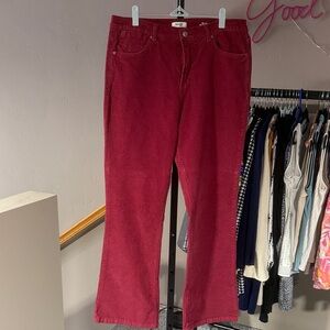 Kensie Women's Tessa High Rise Boot Cut Jeans in Rich Red
